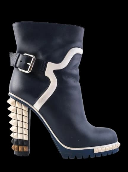 Fendi Blue Leather Ankle Boots — photo 1