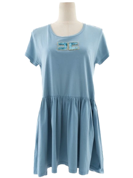 Elisabetta Franchi Blue Cotton Casual Dress — 1