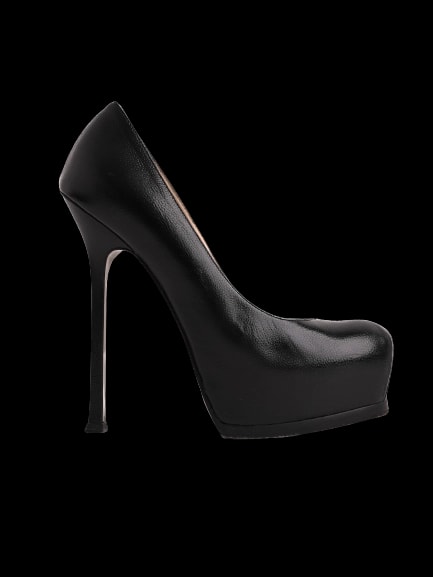 YSL Black Leather High Heel Pumps — 1
