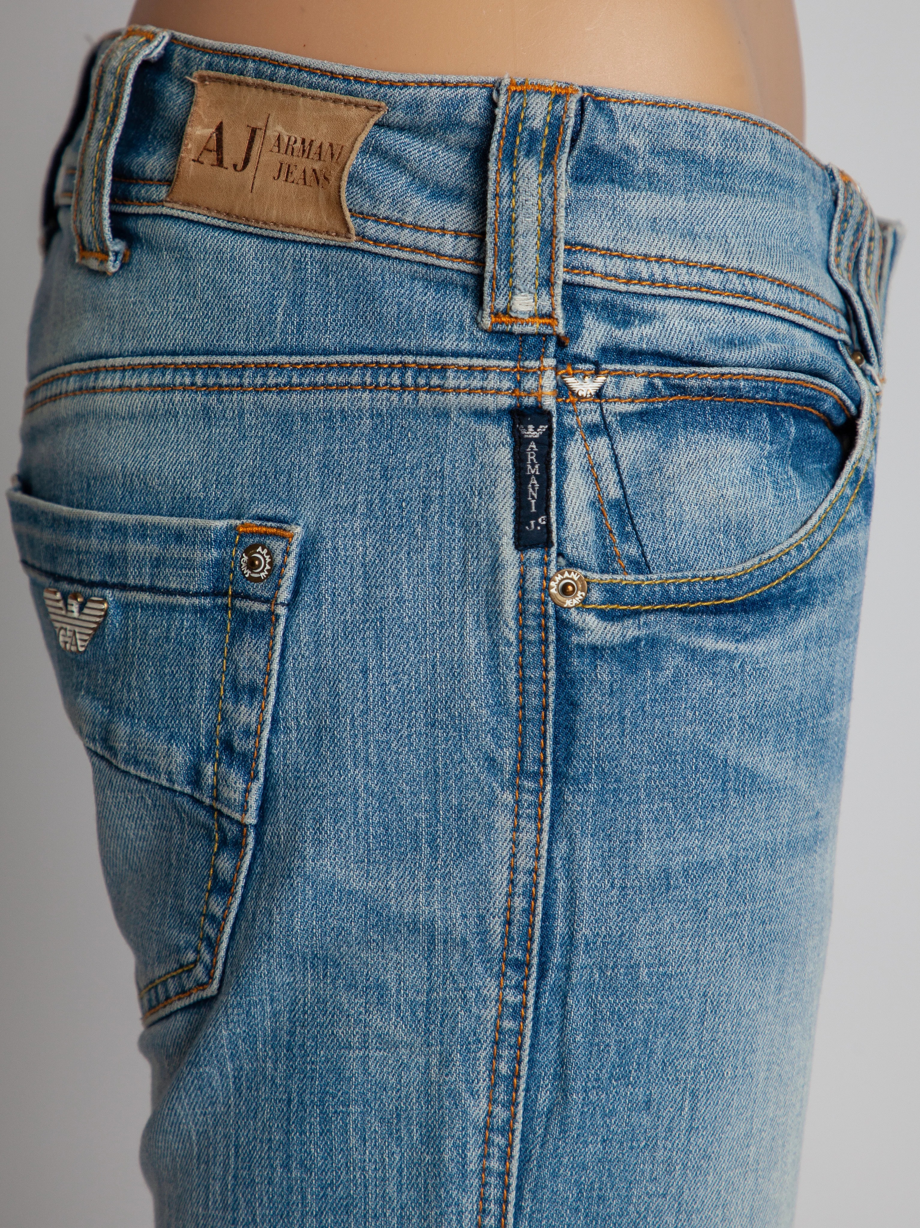 Armani Jeans Blue Cotton Straight Jeans — 3