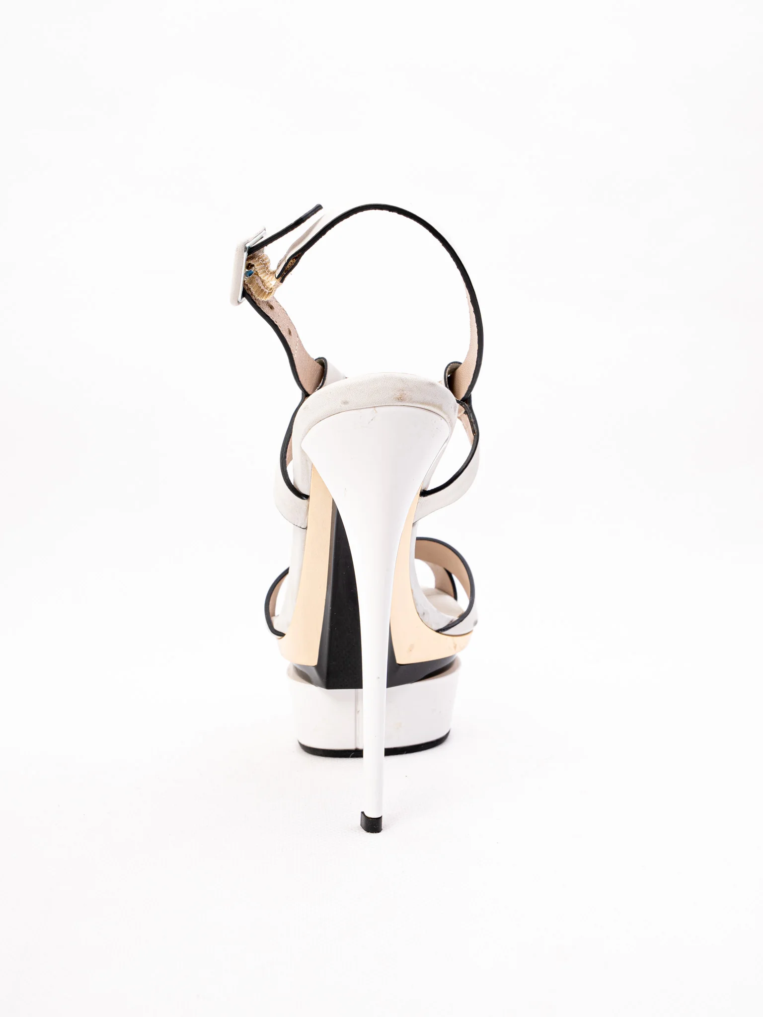 Lesilla White Leather High Heel Sandals — 2