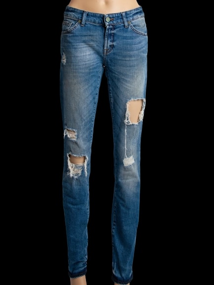 For all 7 mankind Blue Cotton Straight Jeans — 1