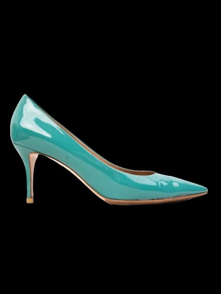 Salvatore Ferragamo Blue Lacquer Mid Heel Pumps — photo 1
