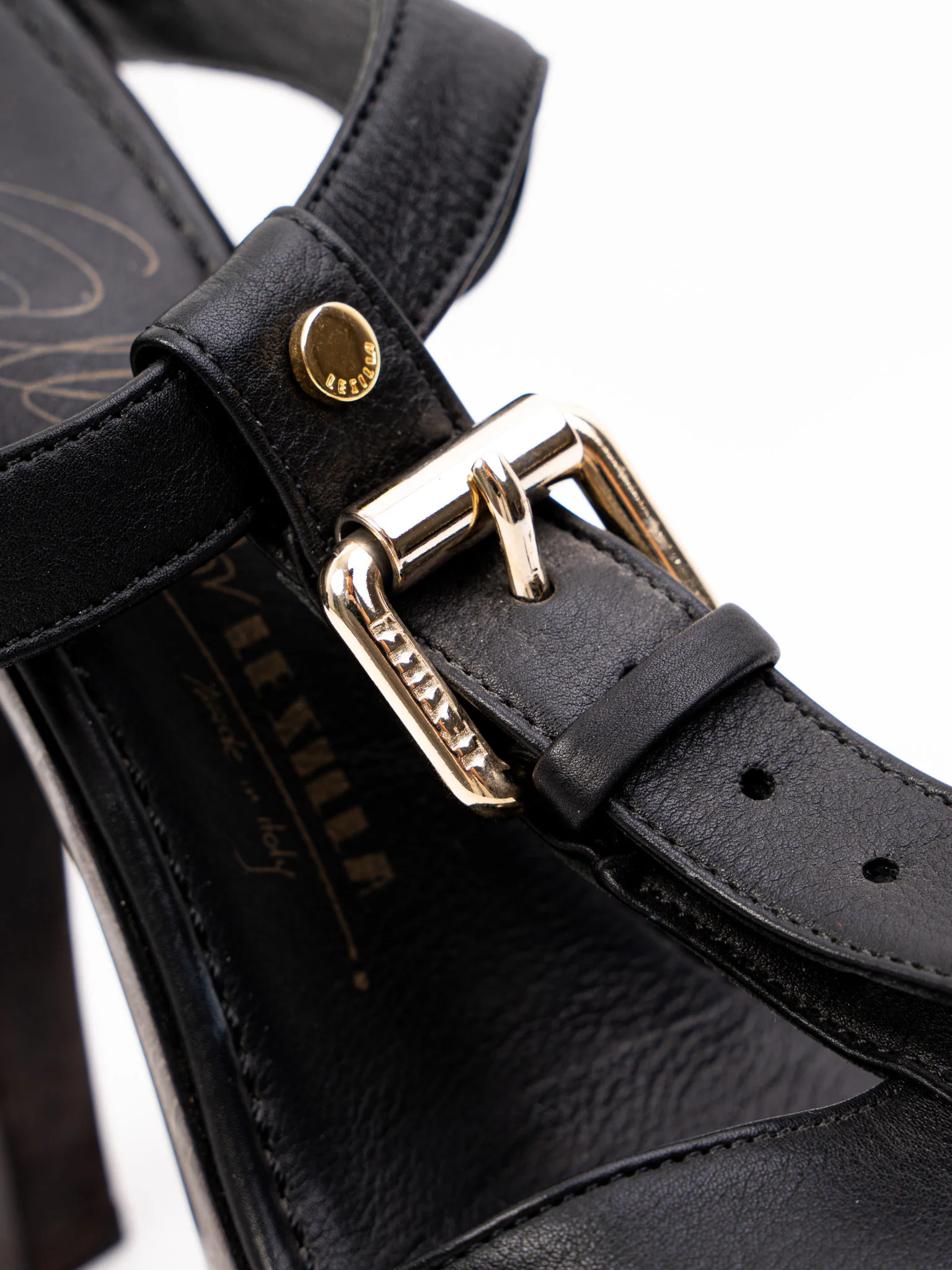 Lesilla Black Leather High Heel Sandals — 2