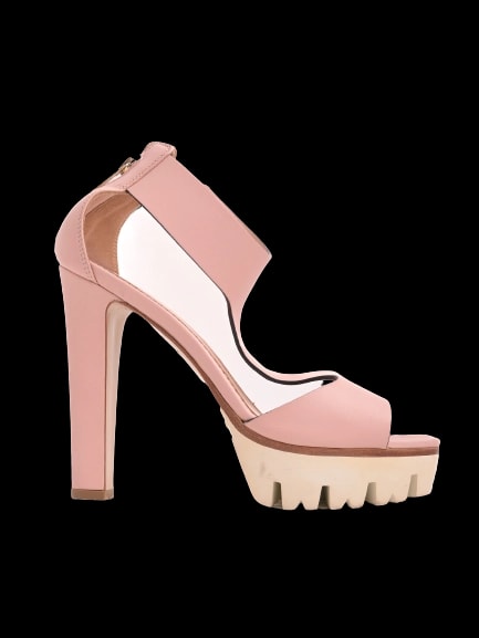 Lesilla Pink Leather High Heel Sandals — 1