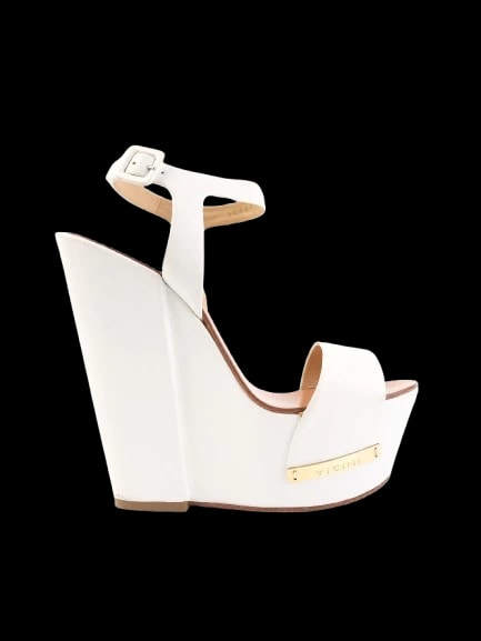 Vicini White Leather Sandals — 1