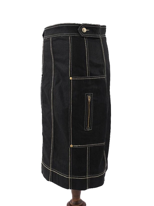 Clips Blue Cotton Pencil Skirt — 2