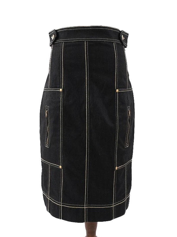 Clips Blue Cotton Pencil Skirt — 3