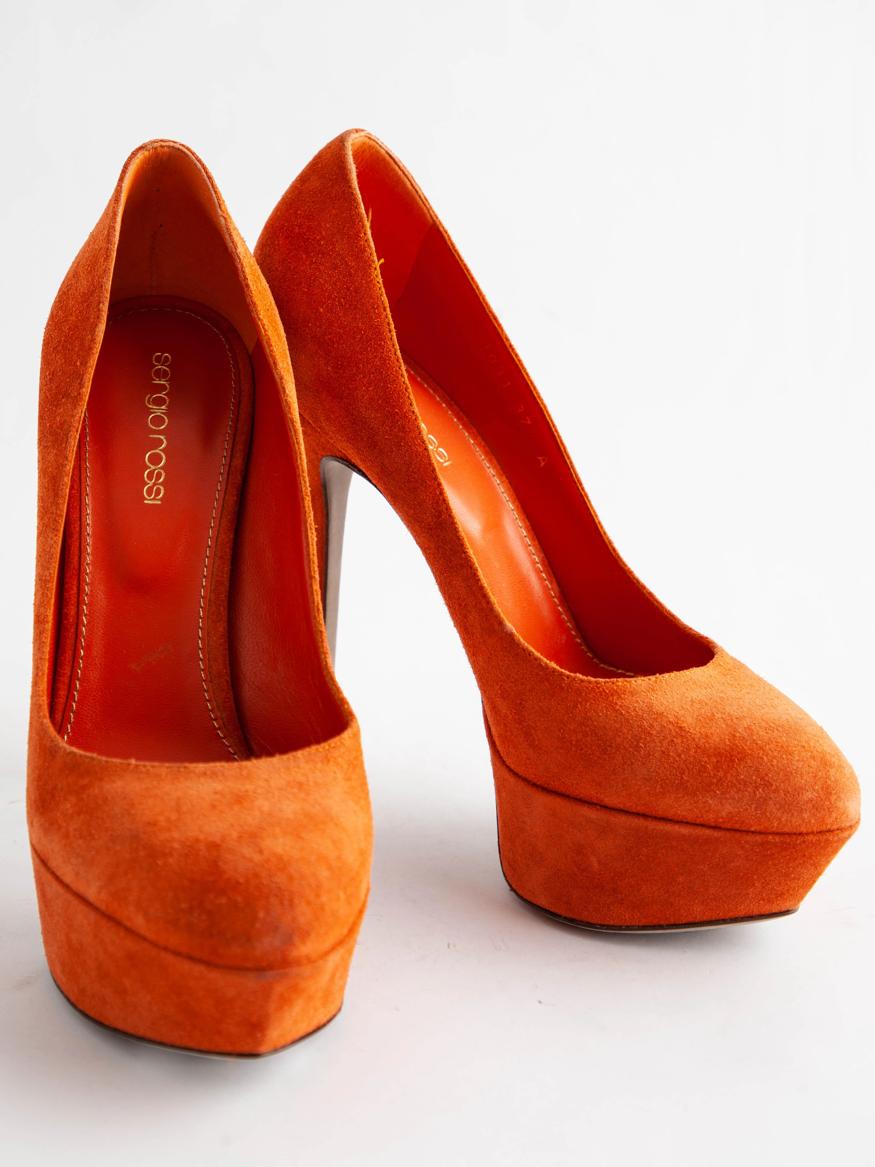 Sergio Rossi Orange Genuine suede High Heel Pumps — 2