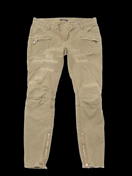 Balmain Green Cotton Skinny Jeans — 1