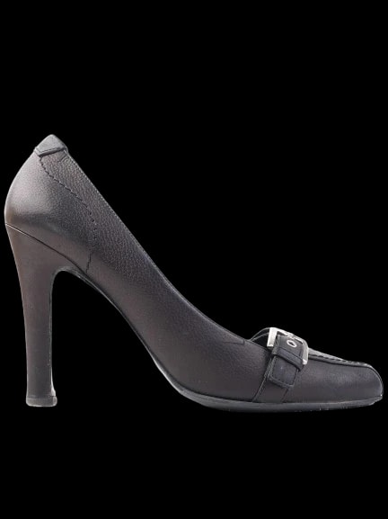 Ferre Black Leather Pumps — 1