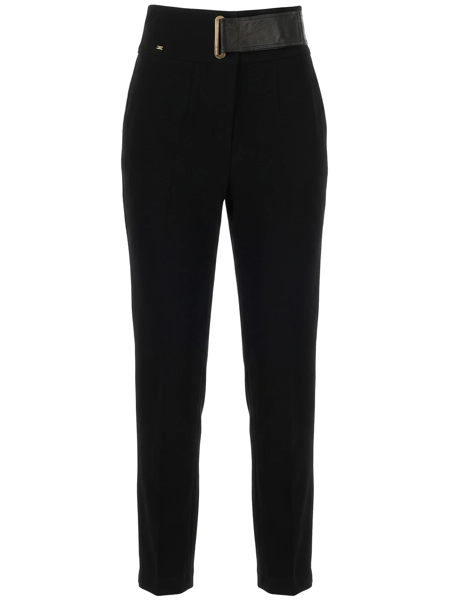 Elisabetta Franchi Black Viscose Trousers — 1
