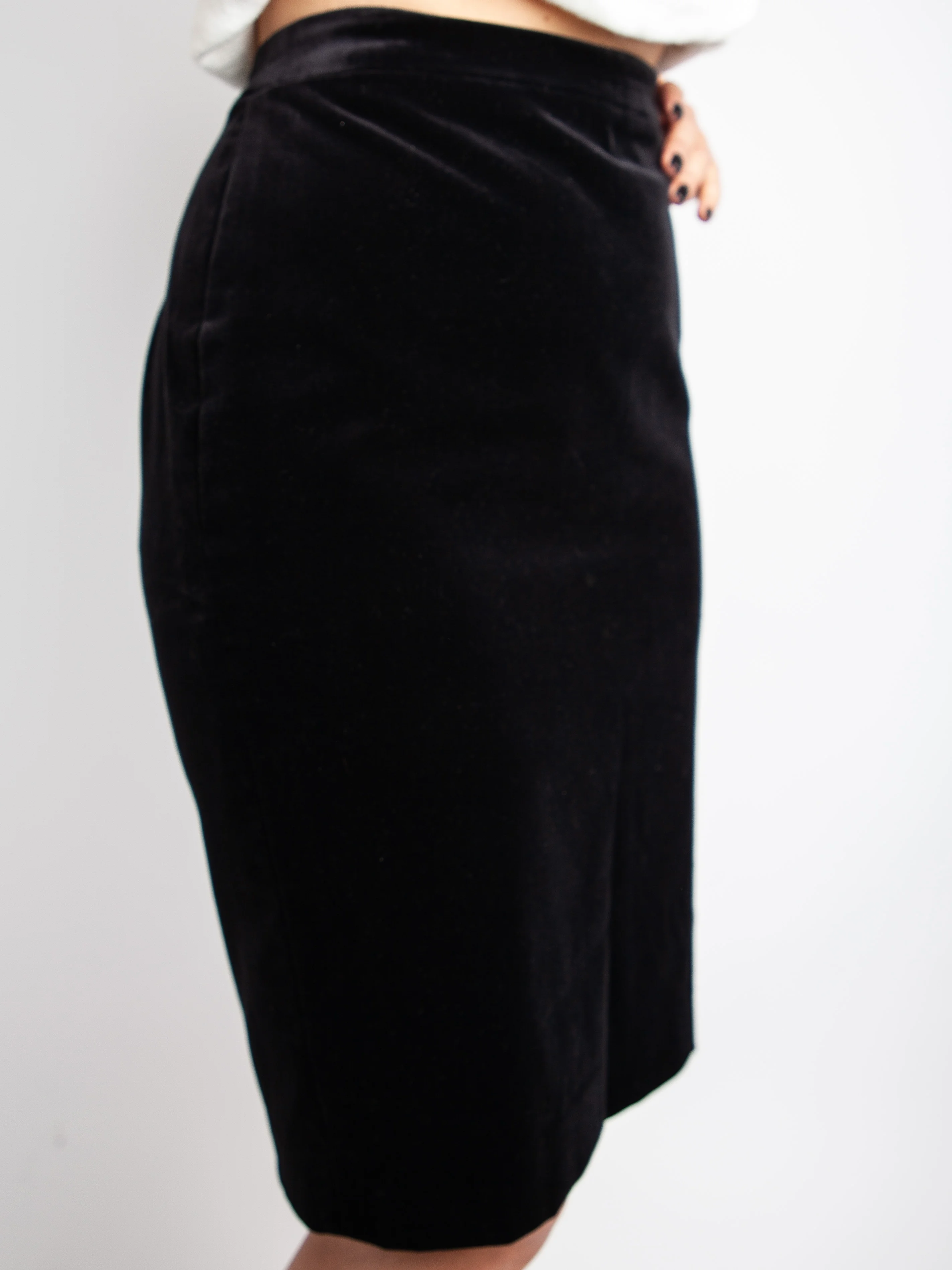 Escada Black Velvet Pencil Skirt — 3