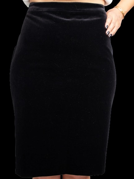 Escada Black Velvet Pencil Skirt — 1