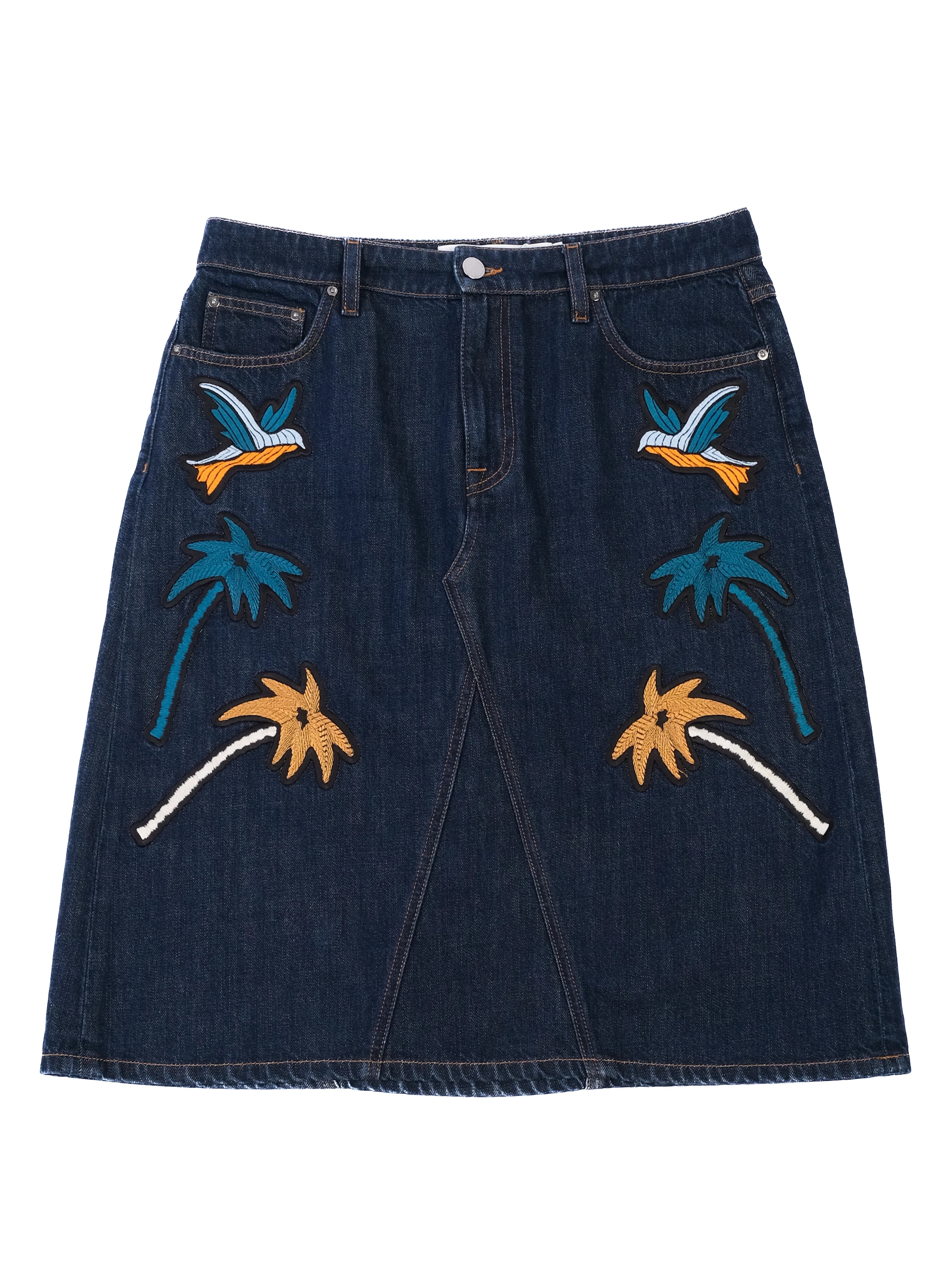 Victoria Bekcham Blue Cotton Pencil Skirt — 2