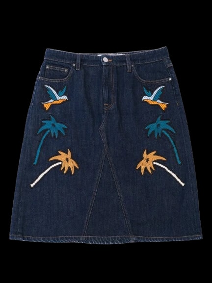 Victoria Bekcham Blue Cotton Pencil Skirt — 1