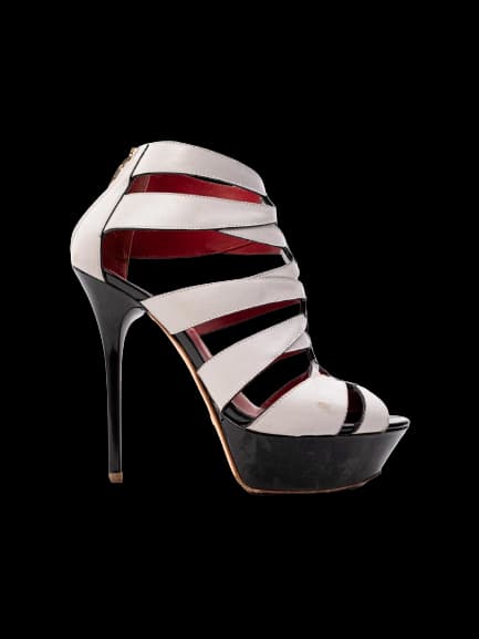 Greymer Gray Leather High Heel Sandals — photo 1