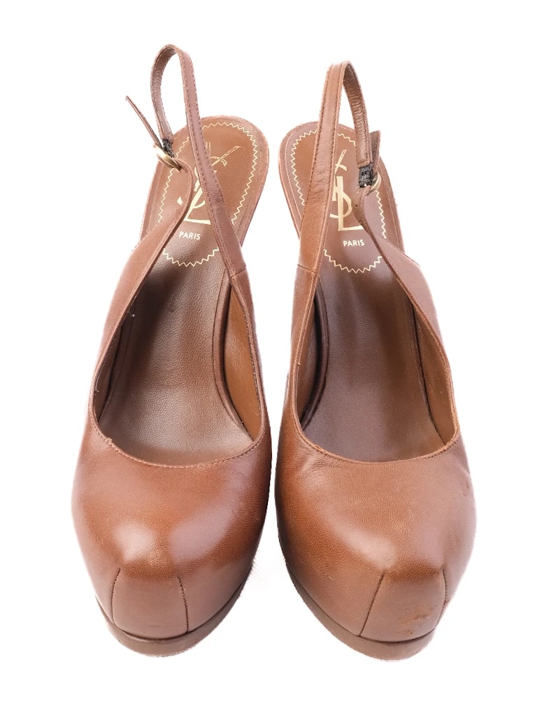 YSL Orange Leather Pumps — 3