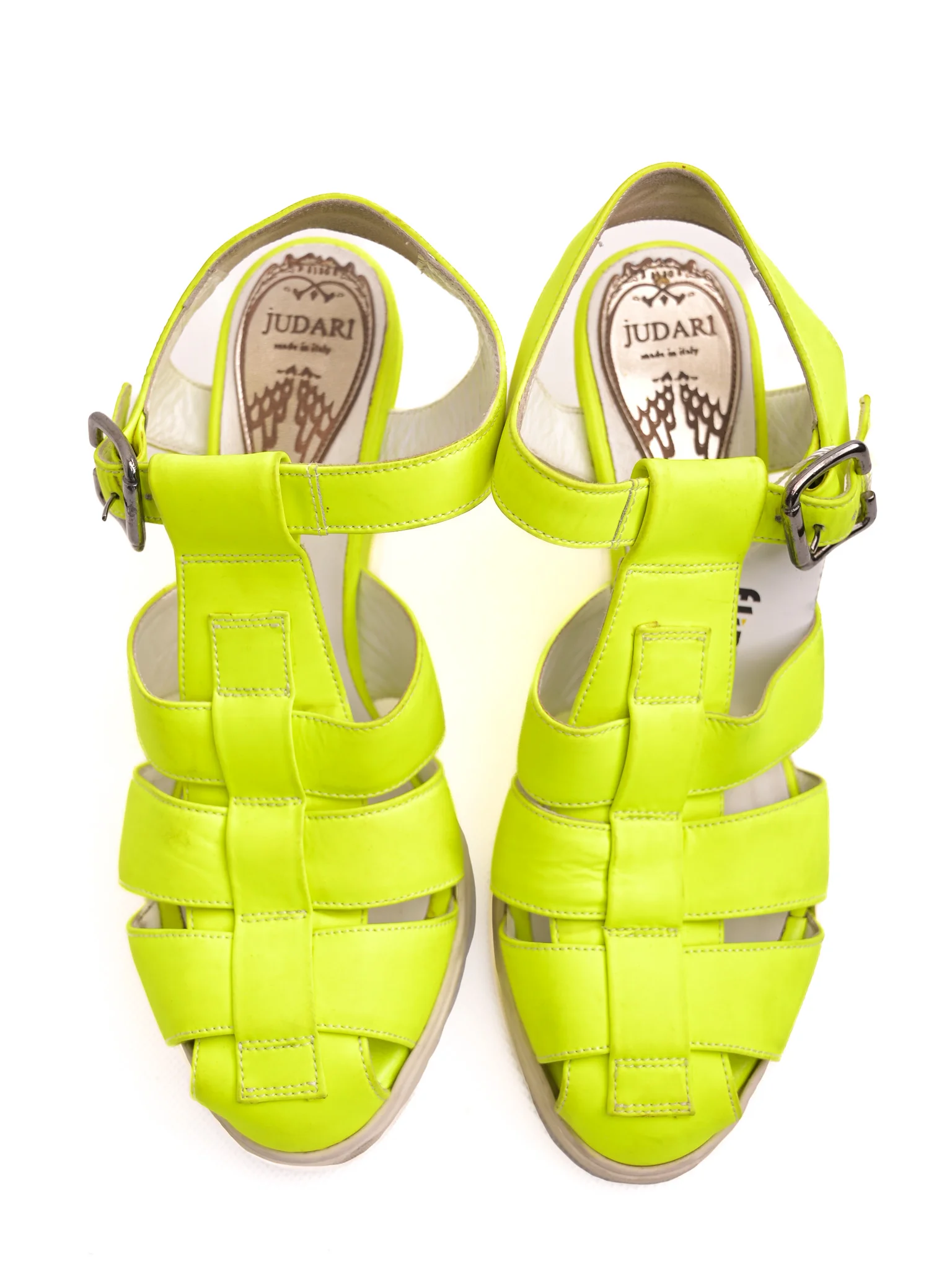 Judari Green Leather High Heel Sandals — 2