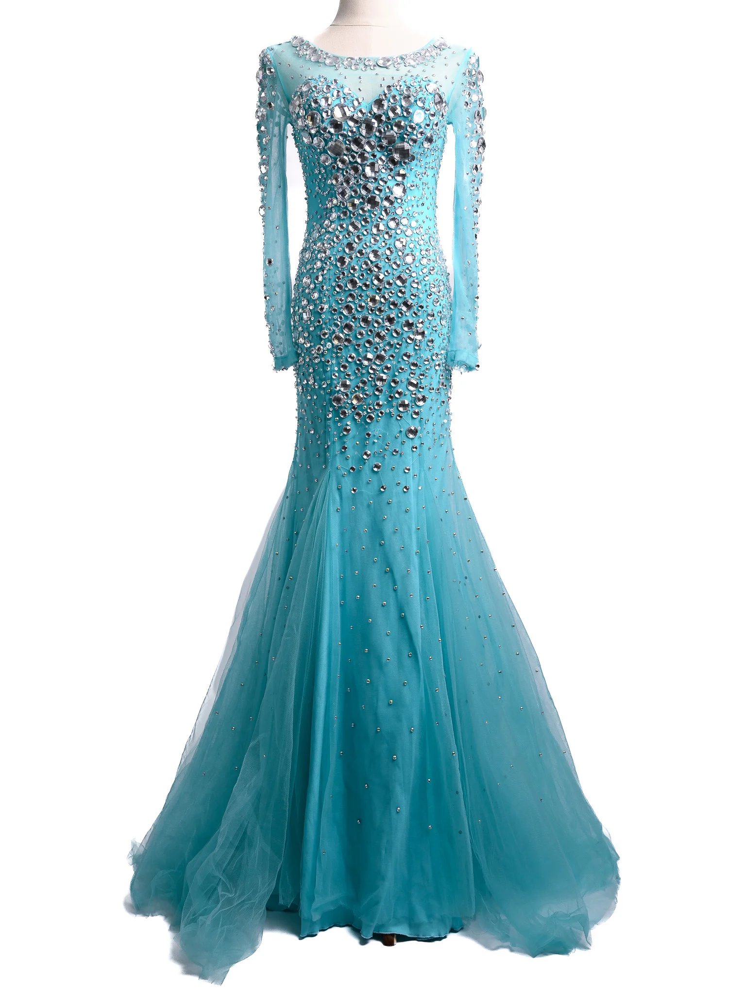 Sherri Hill Blue Silk Maxi Dress — 3