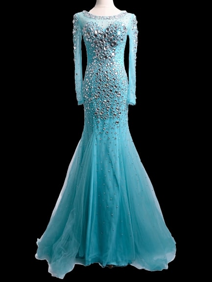 Sherri Hill Blue Silk Maxi Dress — 1