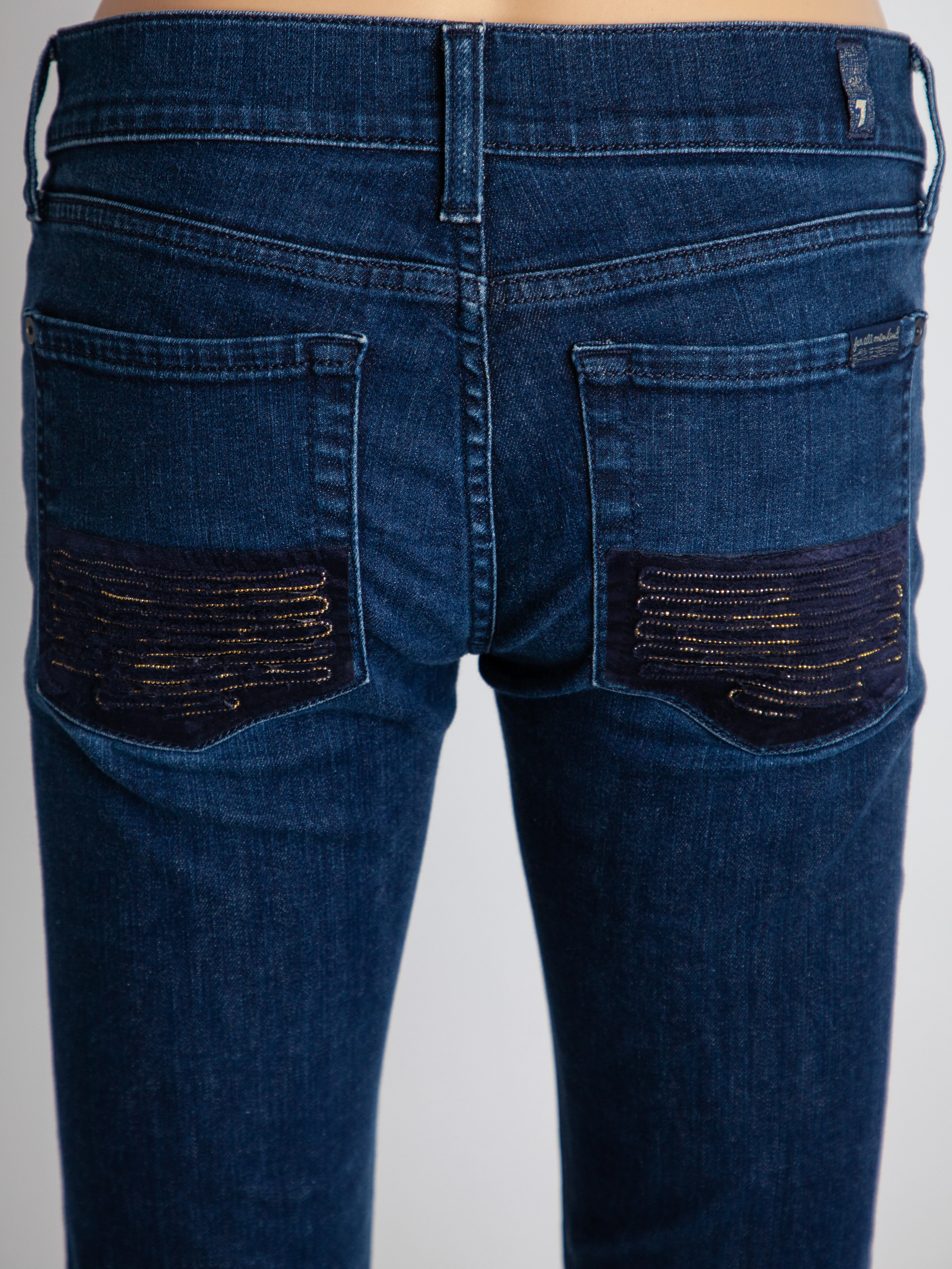 For all 7 mankind Blue Denim Skinny Jeans — 2