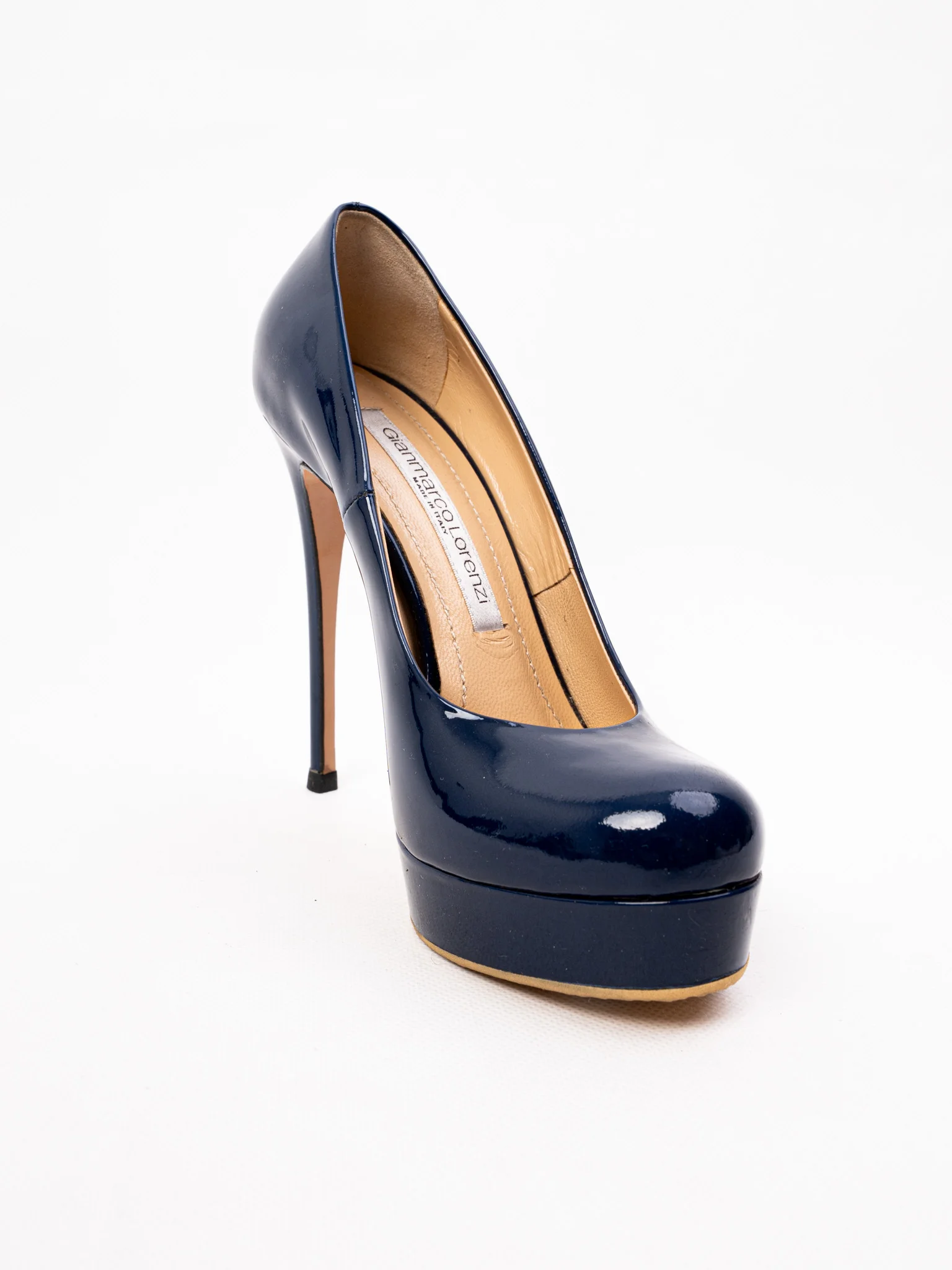 Gianmarco Lorenzi Blue Leather High Heel Pumps — 2