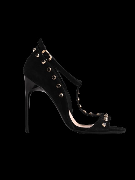 Ballin Black Leather High Heel Sandals — 1