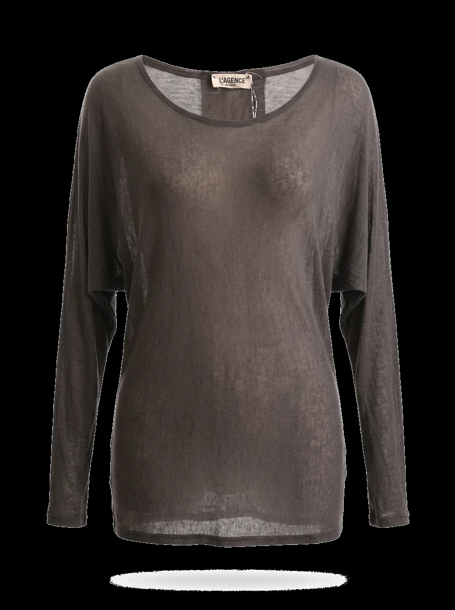 L'agence Gray Viscose Long Sleeve Top — 1