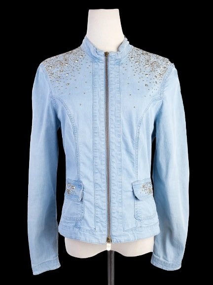Elisa Fanti Blue Cotton Denim Jacket — 1
