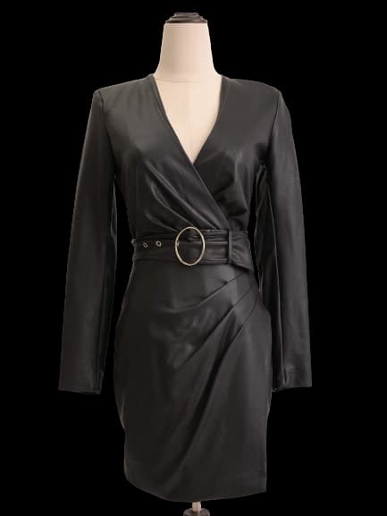 Guess Black Viscose Leather Dress — photo 1