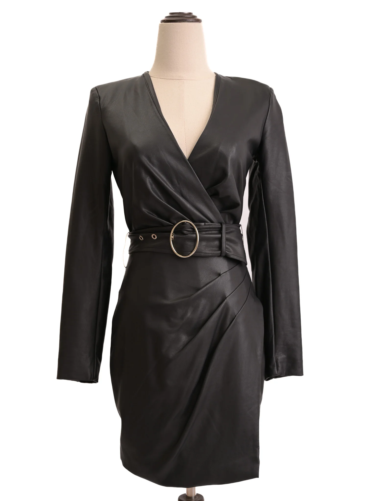 Guess Black Viscose Leather Dress — 3