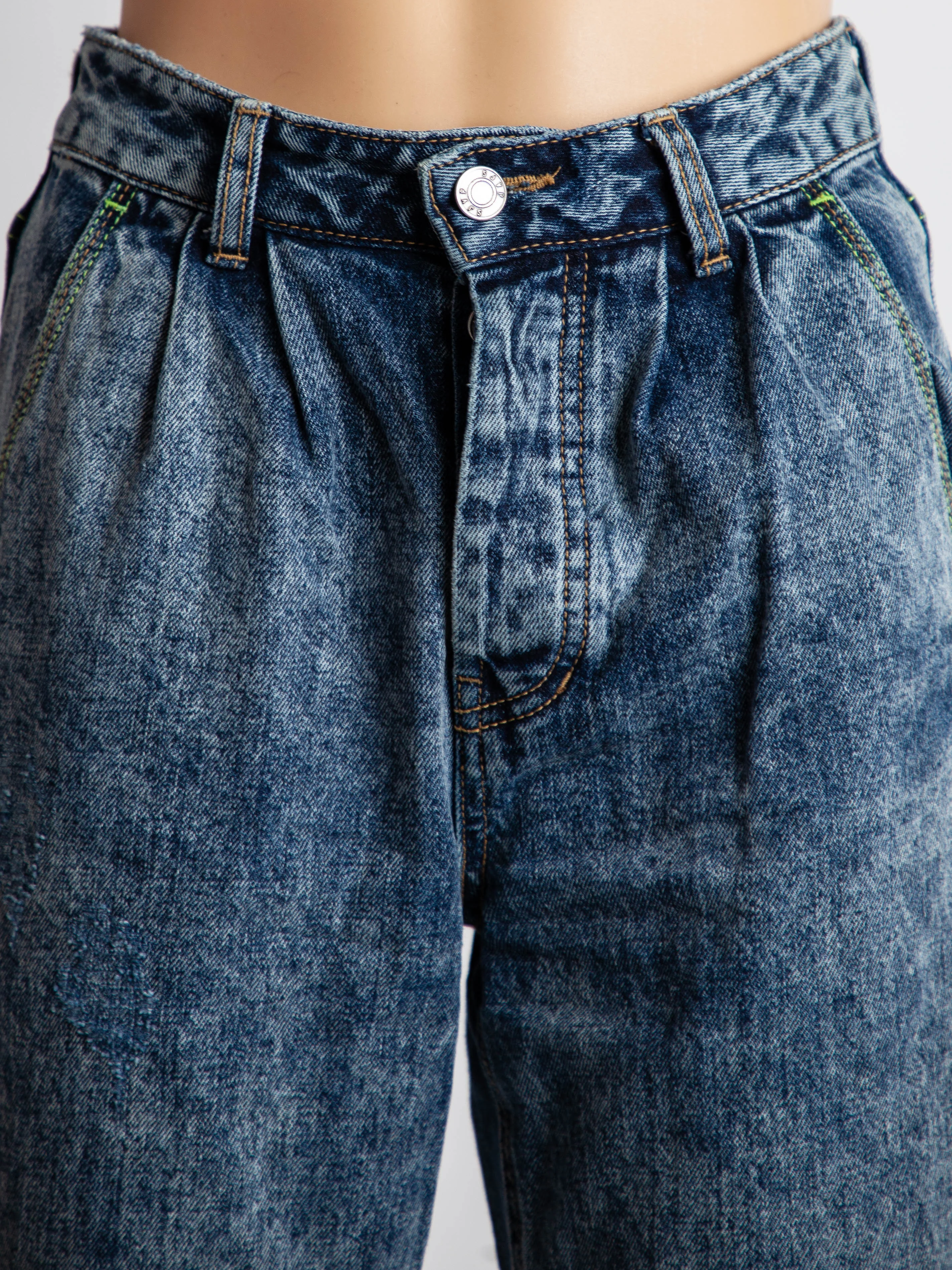 SJYP Blue Cotton Straight Jeans — 3