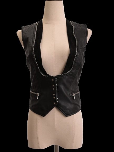 Balmain Black Leather Vest — 2