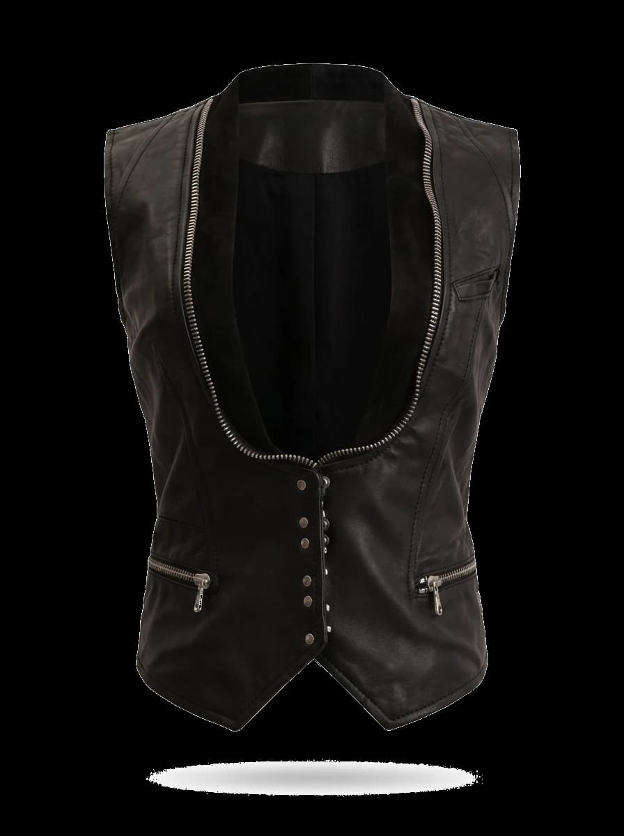 Balmain Black Leather Vest — photo 1