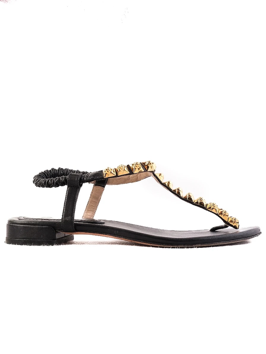 Stuart Weitzman Black Leather Slides — 2