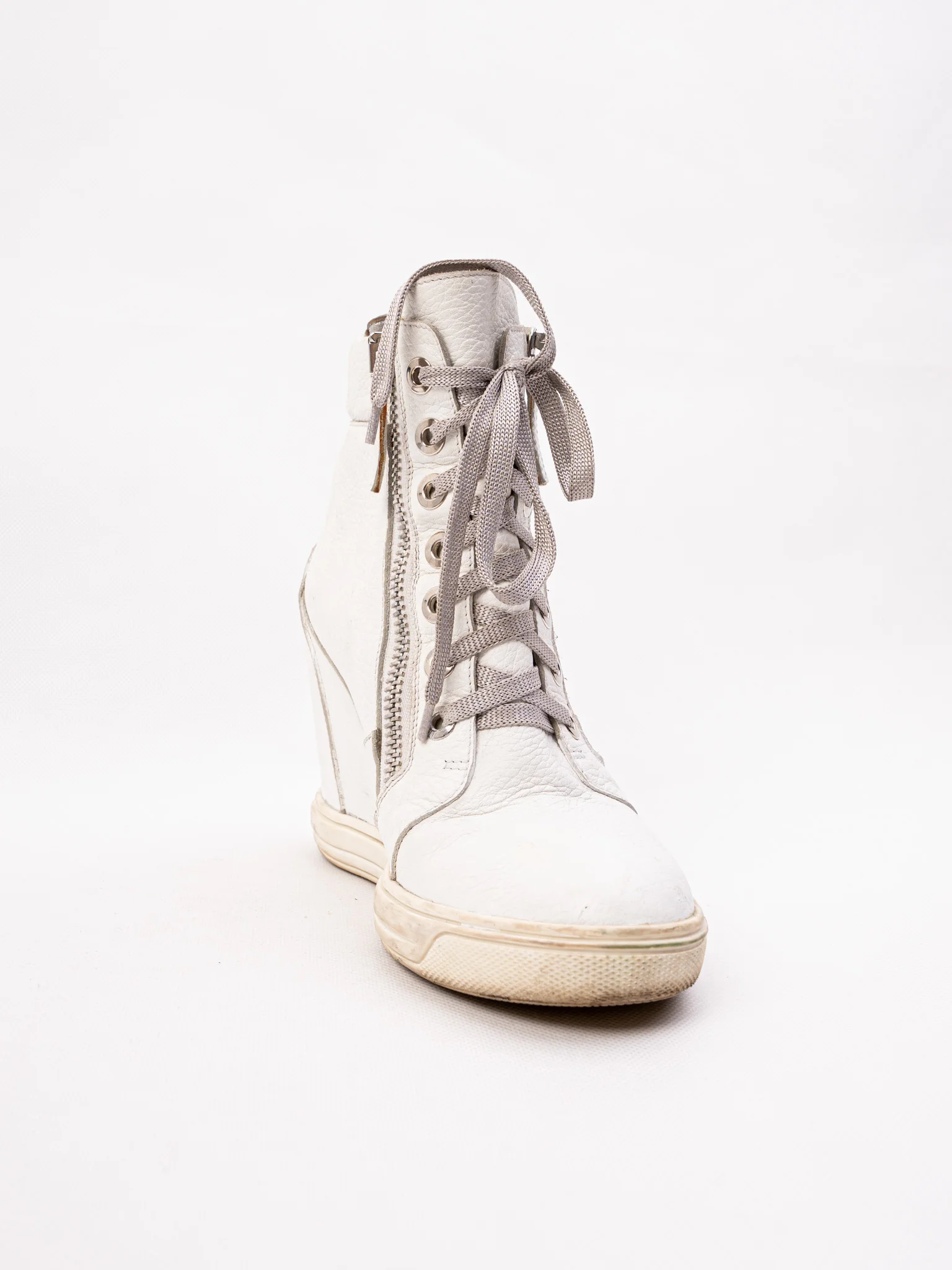 Gianmarco Lorenzi White Leather Canvas Sneakers — 3