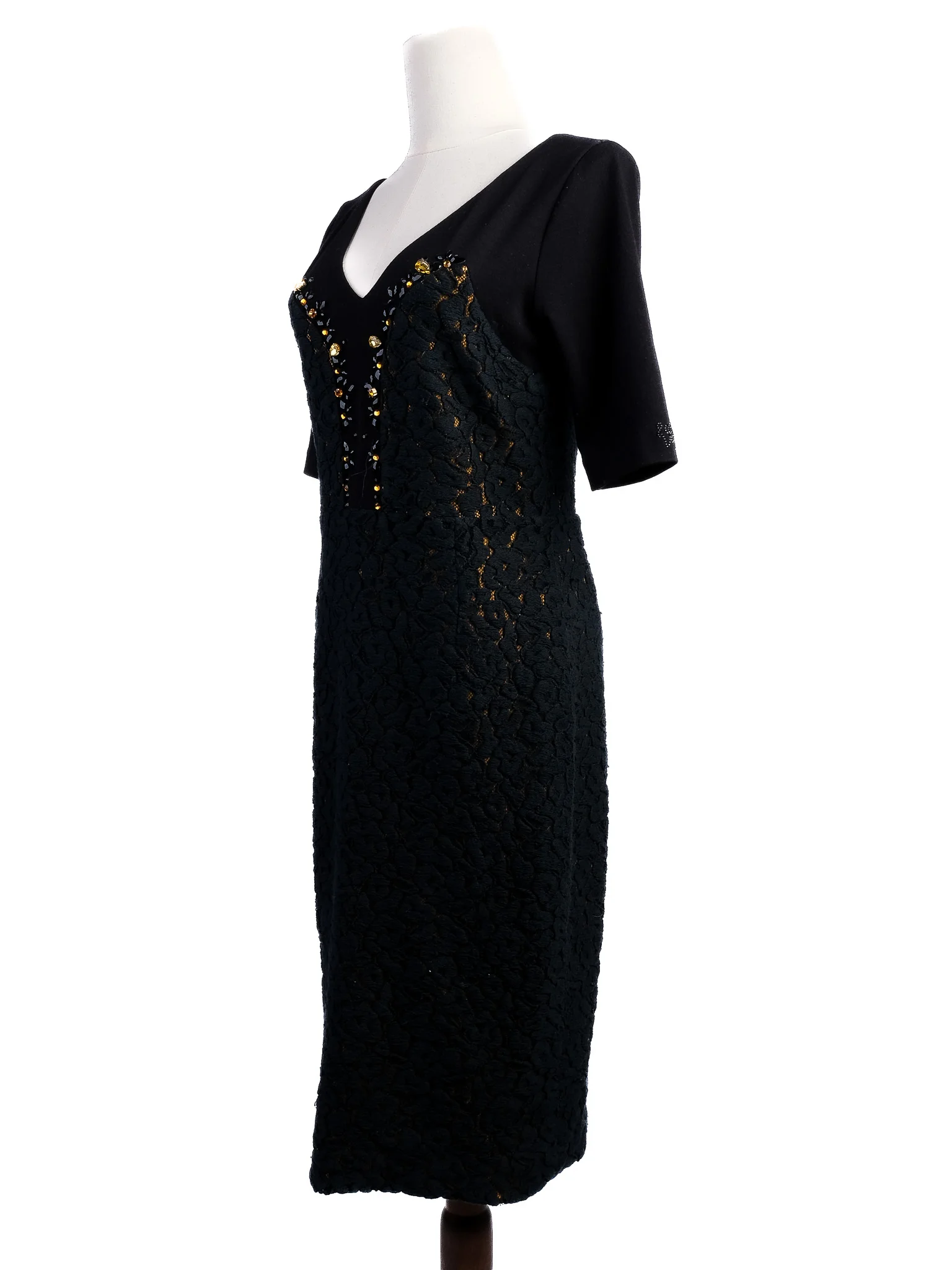 VDP Black Wool Midi Dress — 3