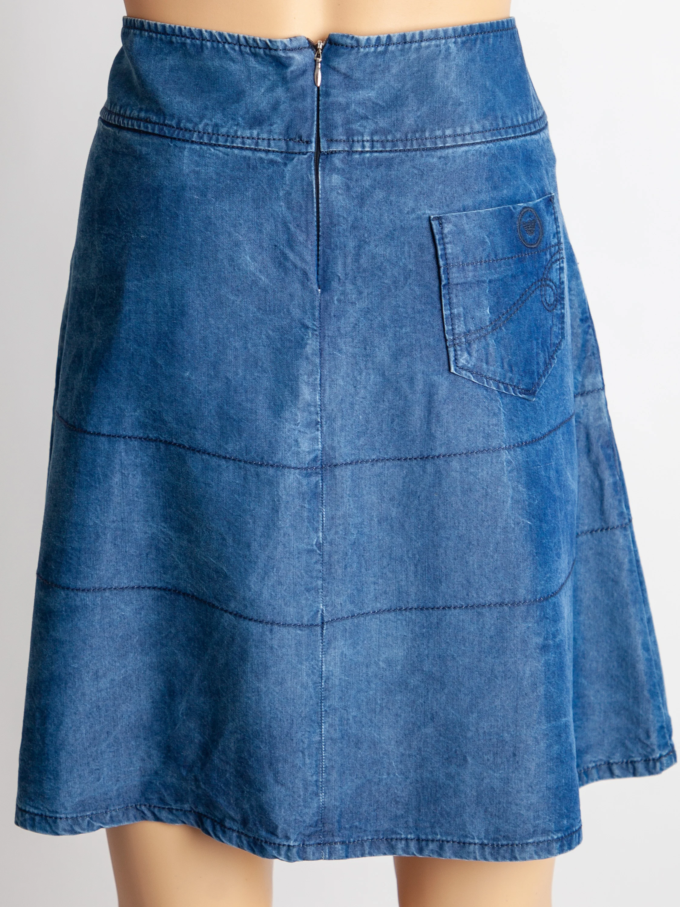 Emporio Armani Blue Cotton Denim Skirt — 3