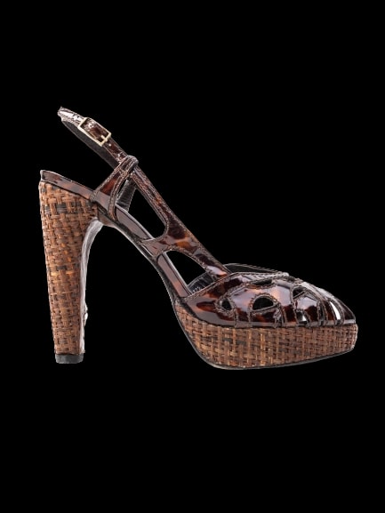 Stuart Weitzman Orange Leather High Heel Sandals — 1