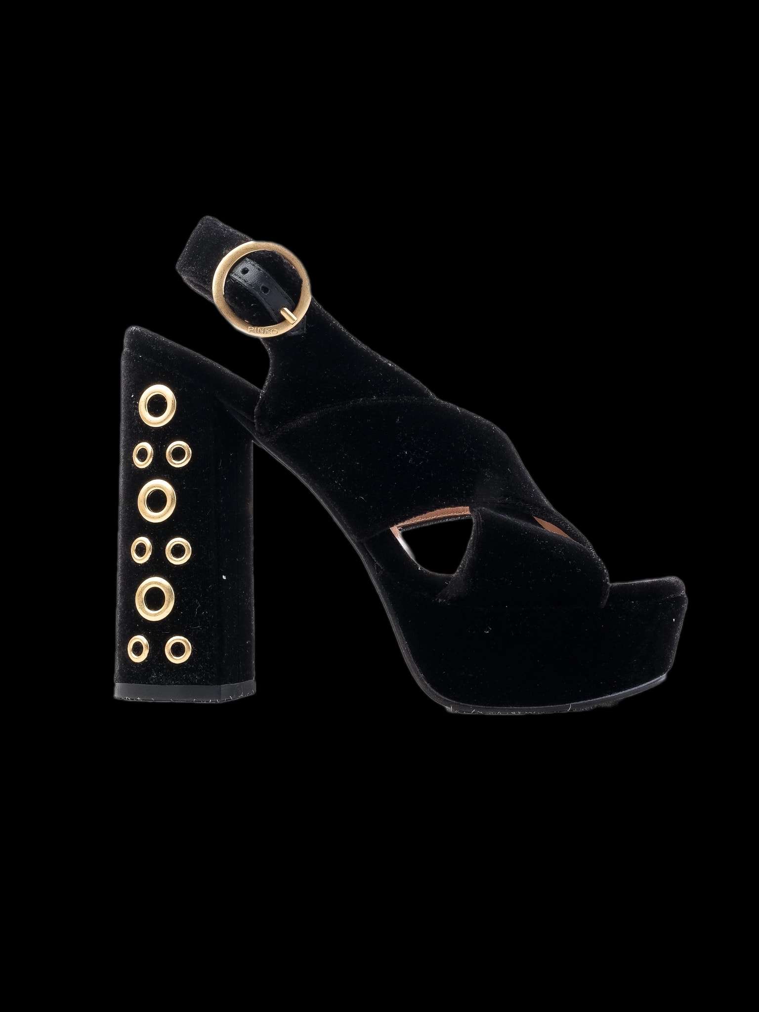 Pinko Black Leather High Heel Sandals — 1