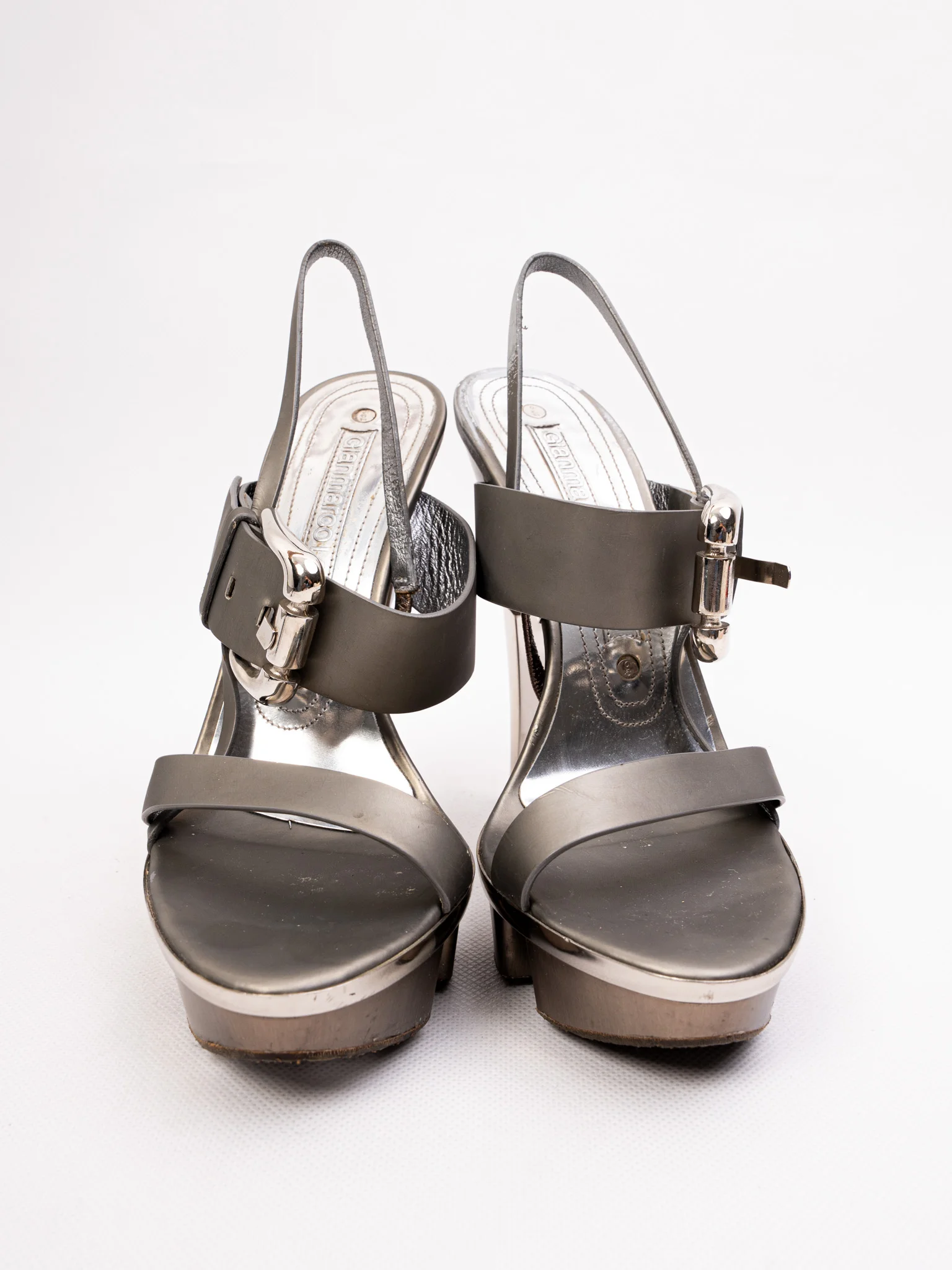 Gianmarco Lorenzi Gray Leather High Heel Sandals — 3