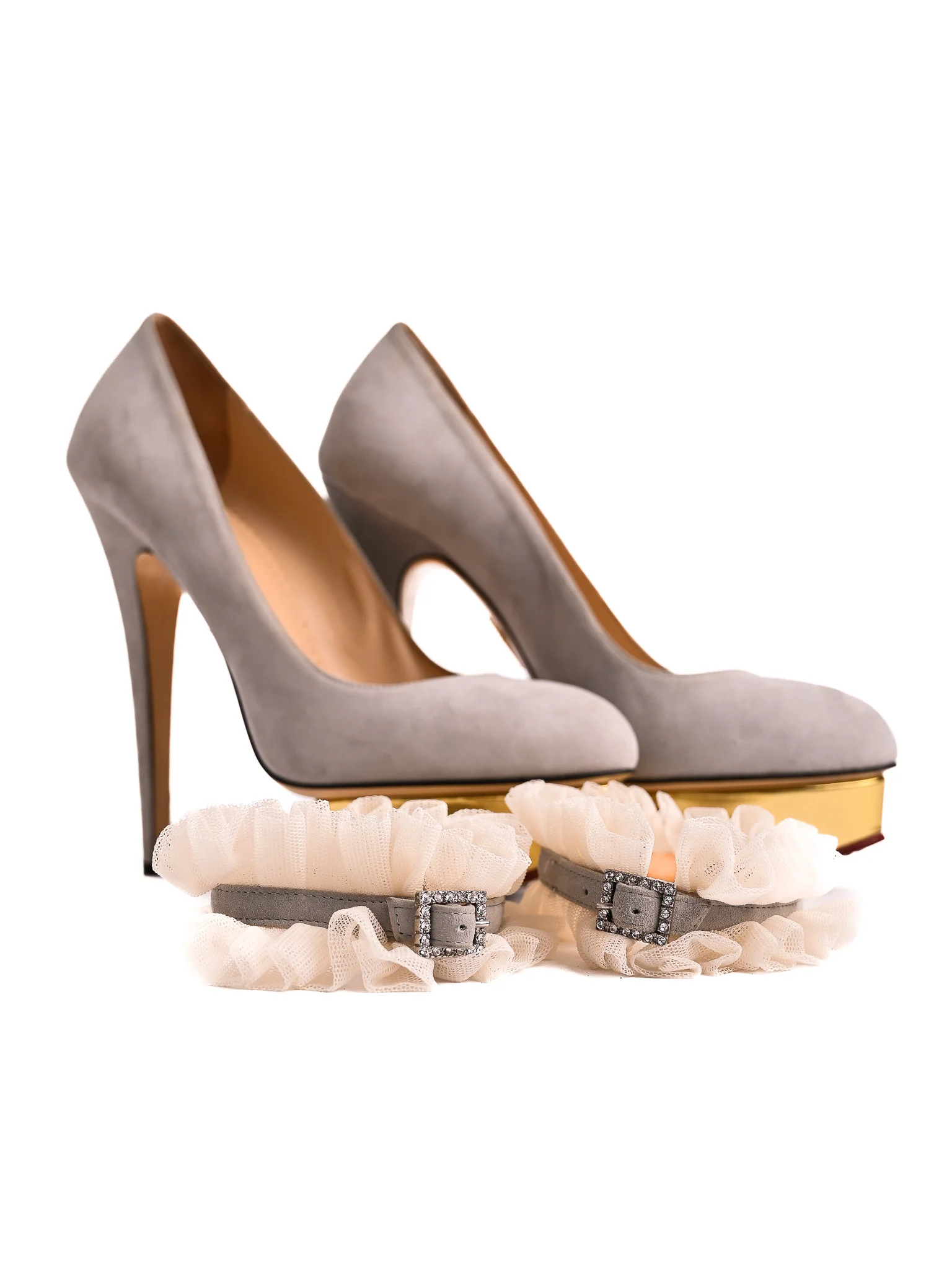 Charlotte Olympia Gray Leather High Heel Pumps — 2