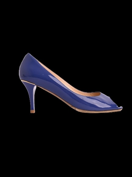 Ballin Blue Leather Low Heel Pumps — 1