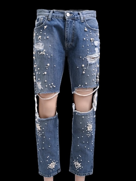 Onedress Onelove Blue Cotton Straight Jeans — 1