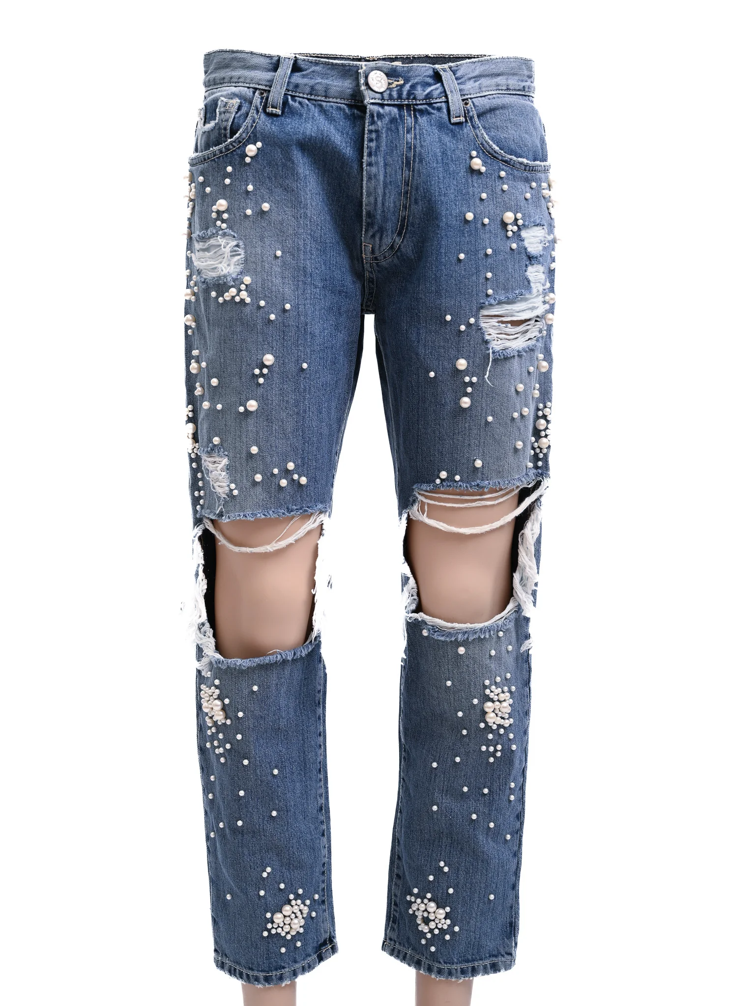 Onedress Onelove Blue Cotton Straight Jeans — 3