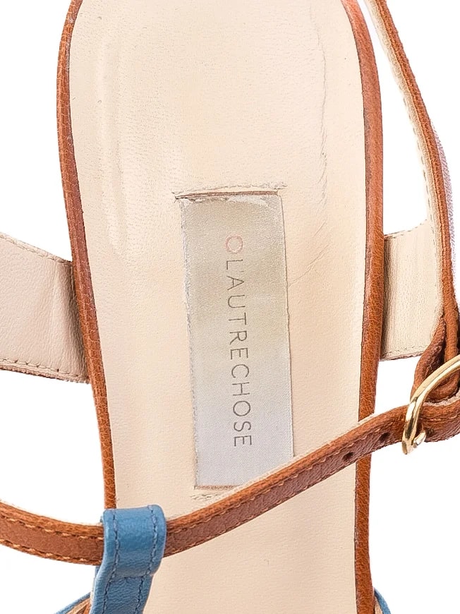 L'Autre Chose Blue Leather High Heel Sandals — 3