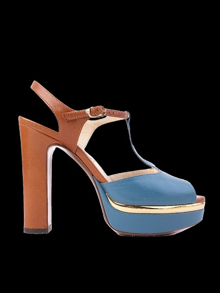 L'Autre Chose Blue Leather High Heel Sandals — 1
